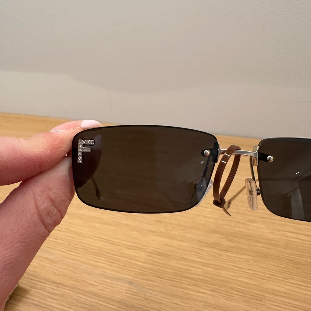 Fendi Black and Silver Sunglasses w F Rhinestone